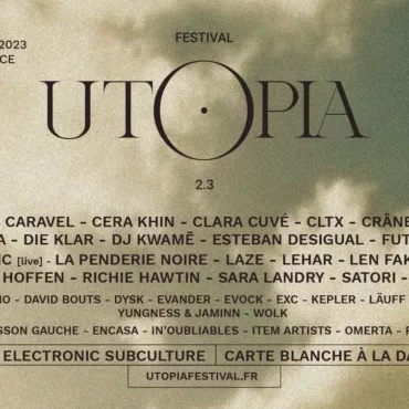 Utopia Festival 2023 Du 29/09/2023 au 30/09/2023 - Marseille - Friche Belle de Mai